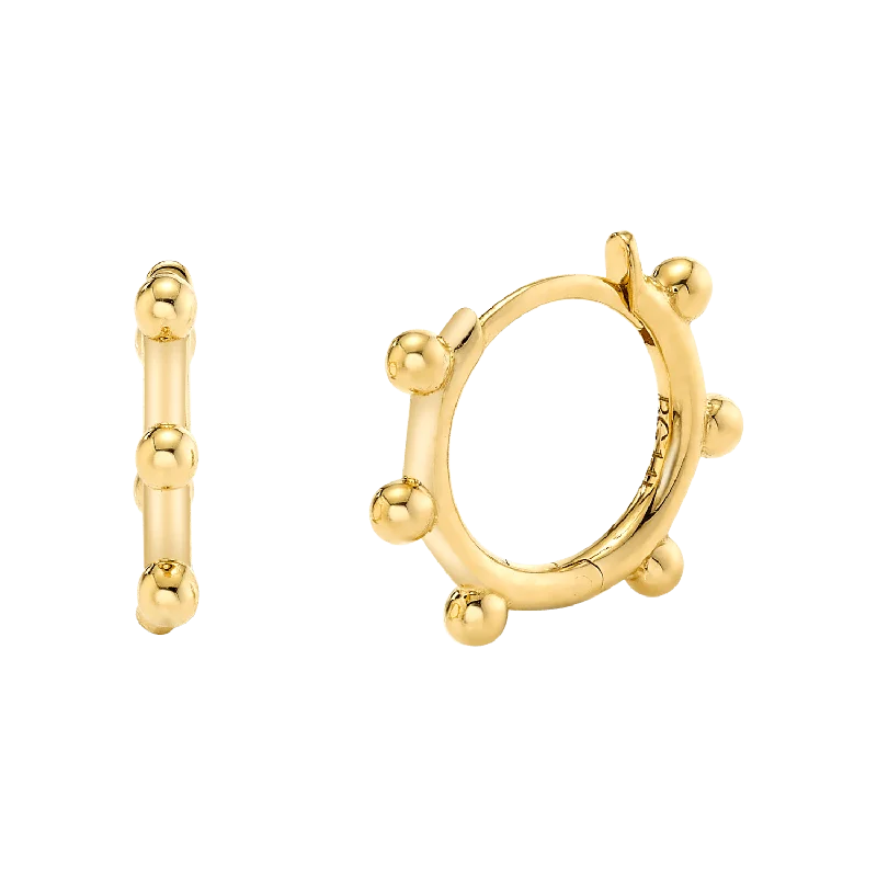 gold stud earrings for women with diamonds -Ball Huggie Hoop Earrings