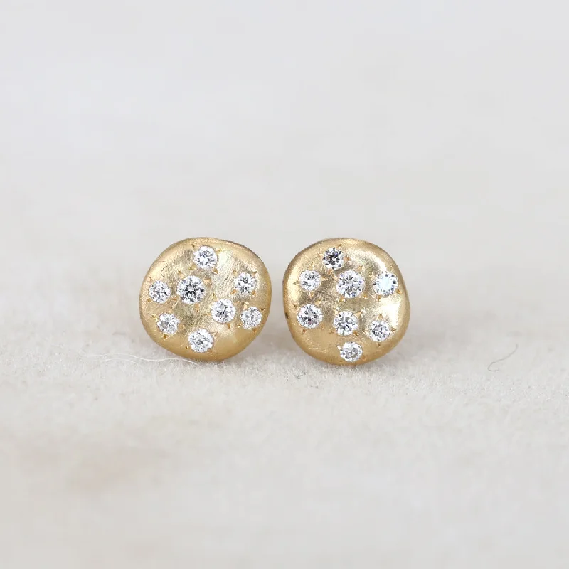 minimalist silver stud earrings -Dew disc studs