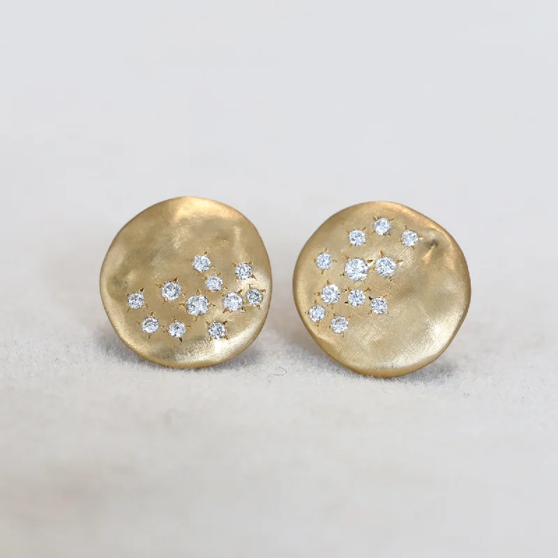 elegant stud earrings for weddings -Dew large disc studs