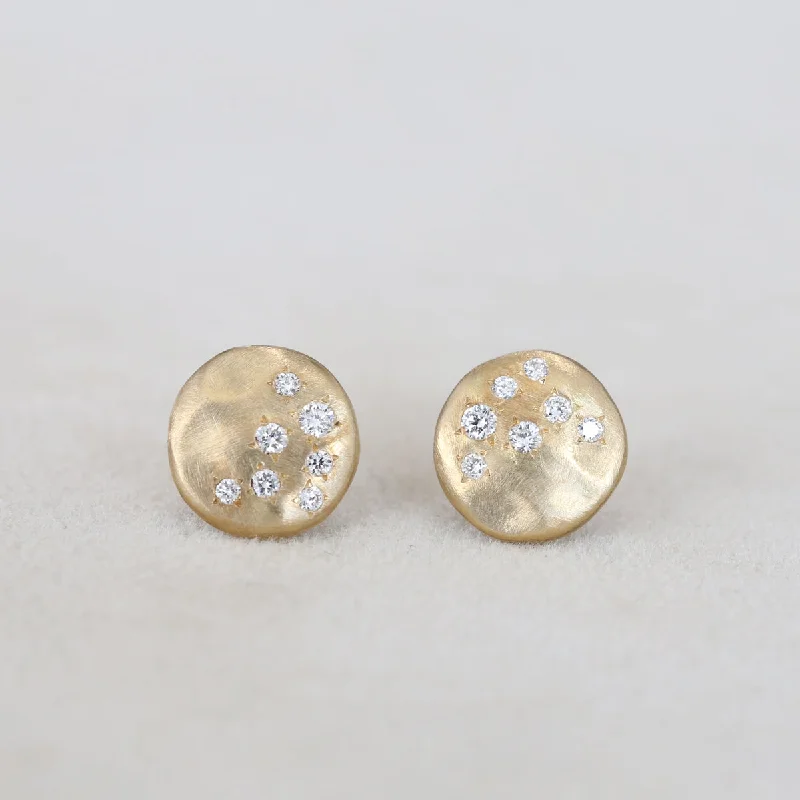 bold gold stud earrings for women -Dew medium disc studs