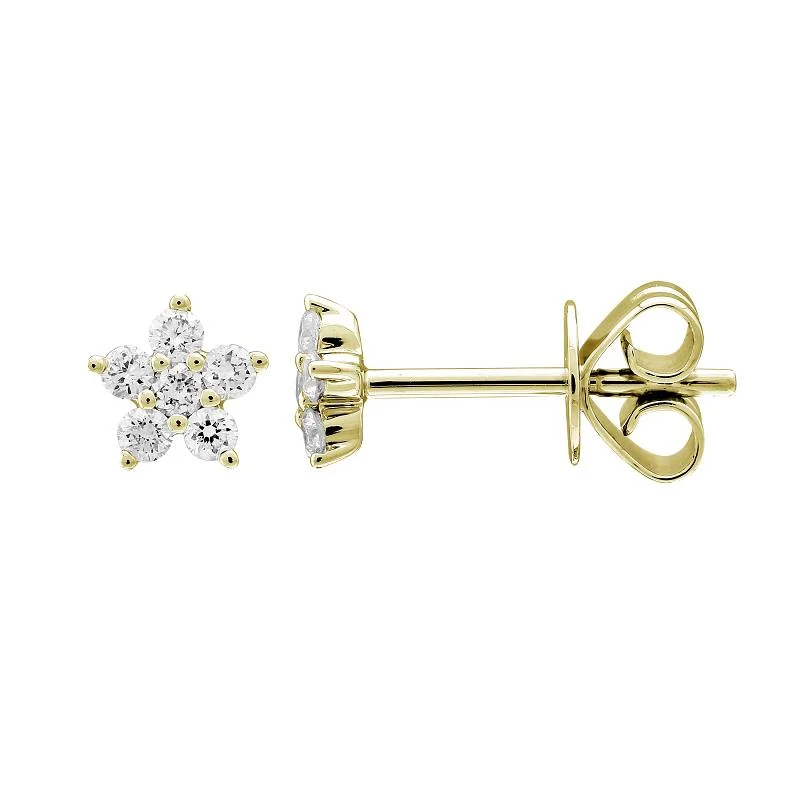 emerald stud earrings for women -MINI DIAMOND FLOWER STUDS