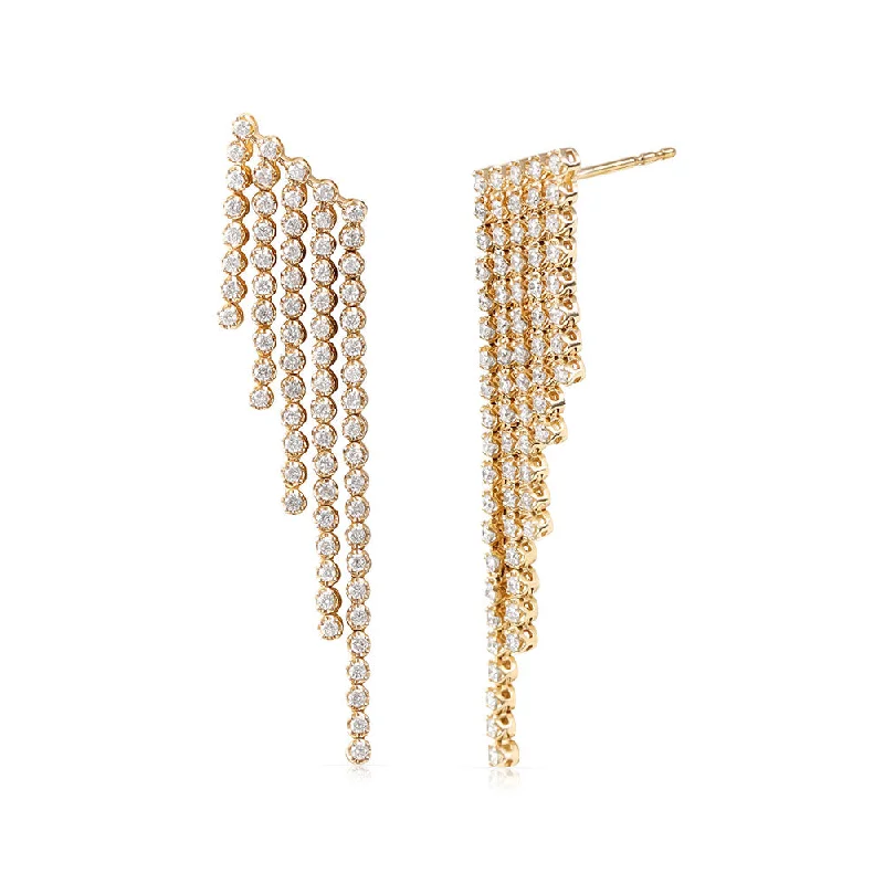 diamond stud earrings for evening events -ULTIMATE DIAMOND TENNIS DROP TASSEL EARRINGS