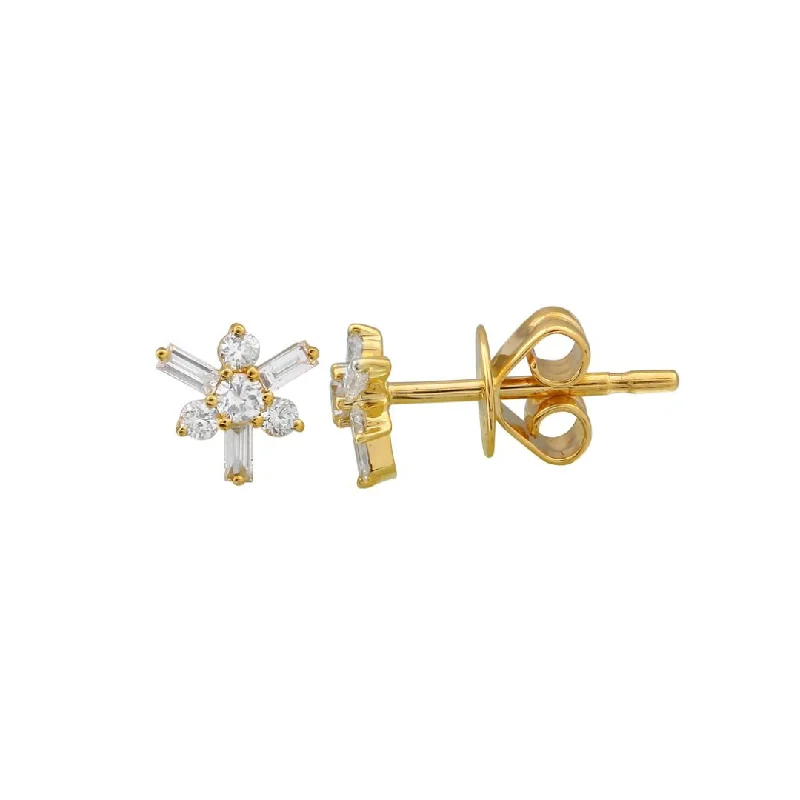 vintage stud earrings for women -EVELYN BAGUETTE DIAMOND STUDS