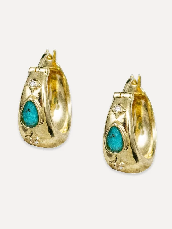 blue sapphire stud earrings for women -Fez Hoops