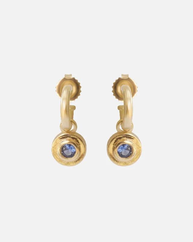 stud earrings for wedding guests -Hoops / Blue Sapphire Drops