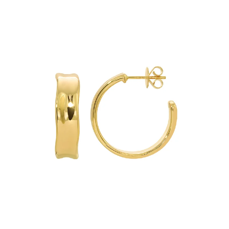 gold stud earrings for women -14K GOLD WATER HOOPS