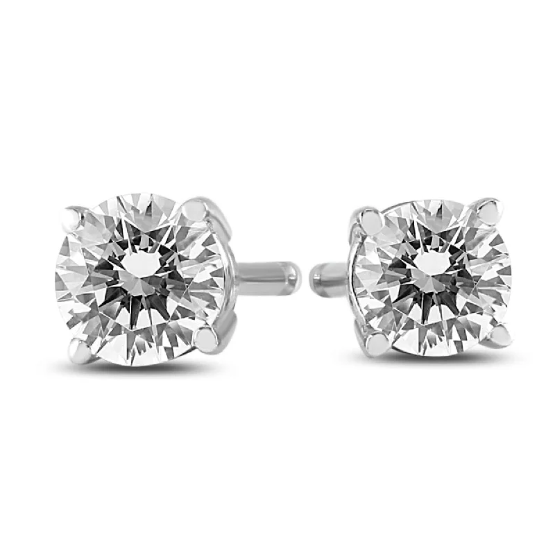 diamond stud earrings for women -Marquee 1/3 Carat TW Round Diamond Solitaire Stud Earrings In 14k White Gold