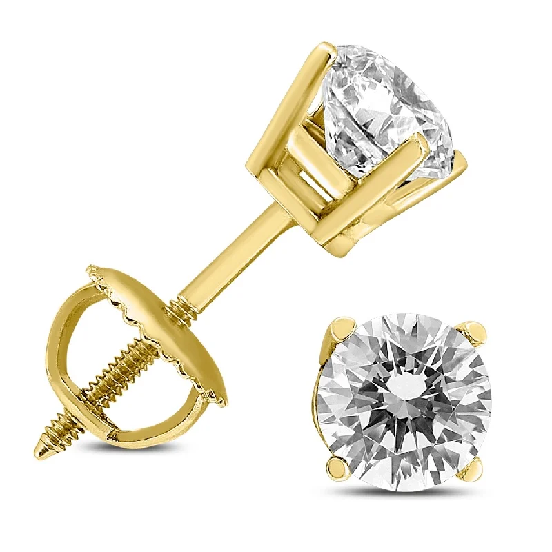 simple stud earrings for men -Marquee 3/8 Carat TW Diamond Screw Back Studs in 14K Yellow Gold