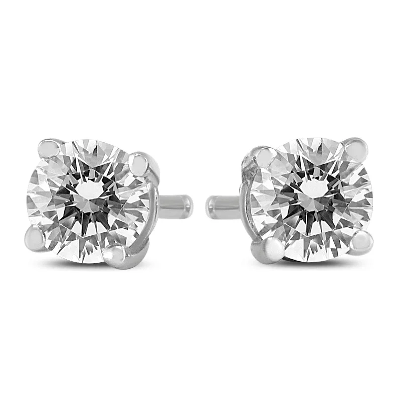 vintage stud earrings for women -Marquee 3/8 Carat TW Round Diamond Solitaire Stud Earrings In 14k White Gold