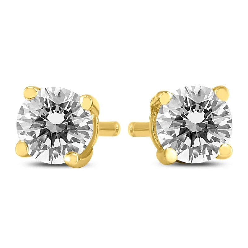 small stud earrings for daily wear -Marquee 3/8 Carat TW Round Diamond Solitaire Stud Earrings In 14k Yellow Gold