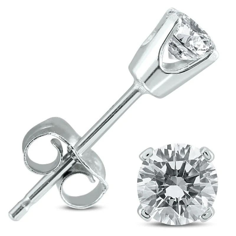 oval stud earrings for women -Marquee 5/8 Carat TW Diamond Studs in 14K White Gold Push Back Settings