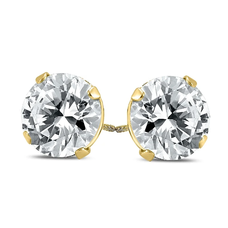 diamond stud earrings for everyday wear -Marquee Certified (H-I Color, SI1-SI2 Clarity) 3/4 Carat TW Round Diamond Solitaire Stud Earrings in 14K Yellow Gold