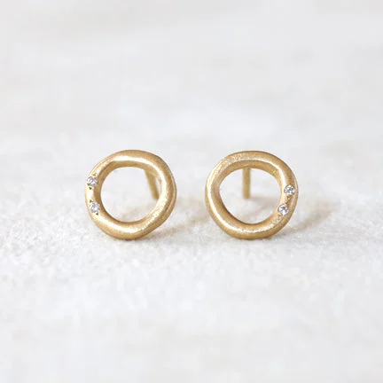 classic gold stud earrings for women -Open circle studs