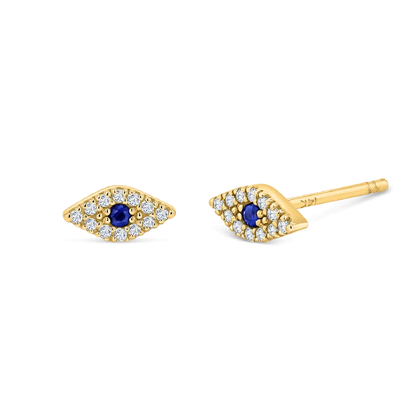 statement stud earrings with gemstones -Pave Diamond Evil Eye Earrings