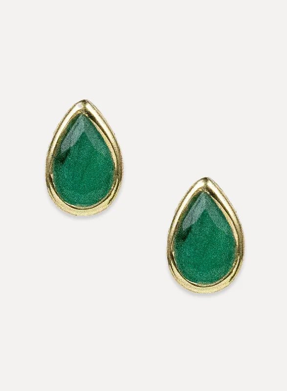 classic gold stud earrings for women -Pear Studs