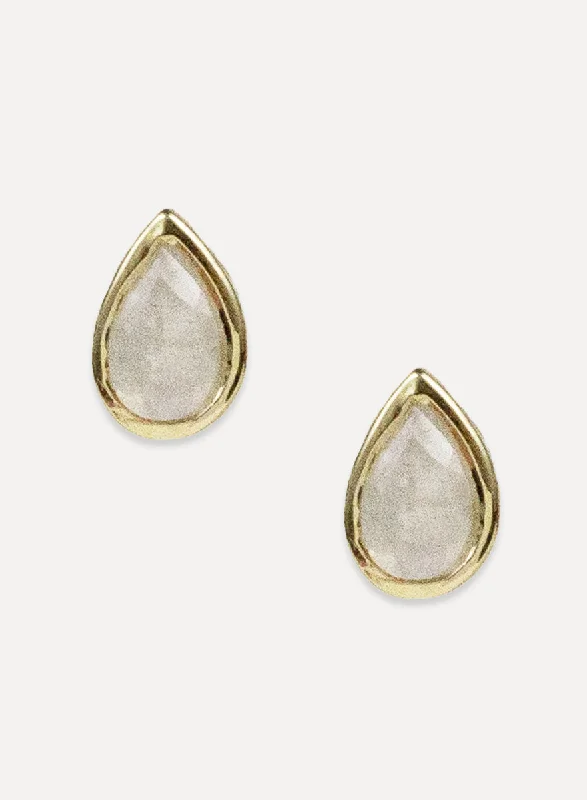 sterling silver stud earrings with diamonds -Pear Studs