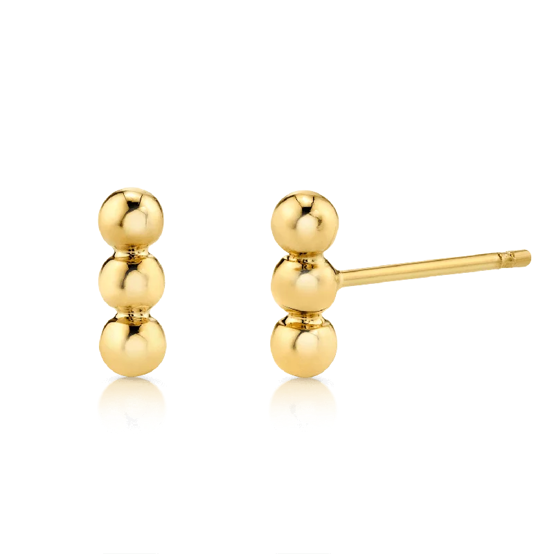 trendy crystal stud earrings for women -Trio Ball Earrings