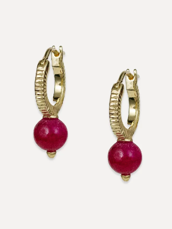 ruby stud earrings for women -Pluto Hoops