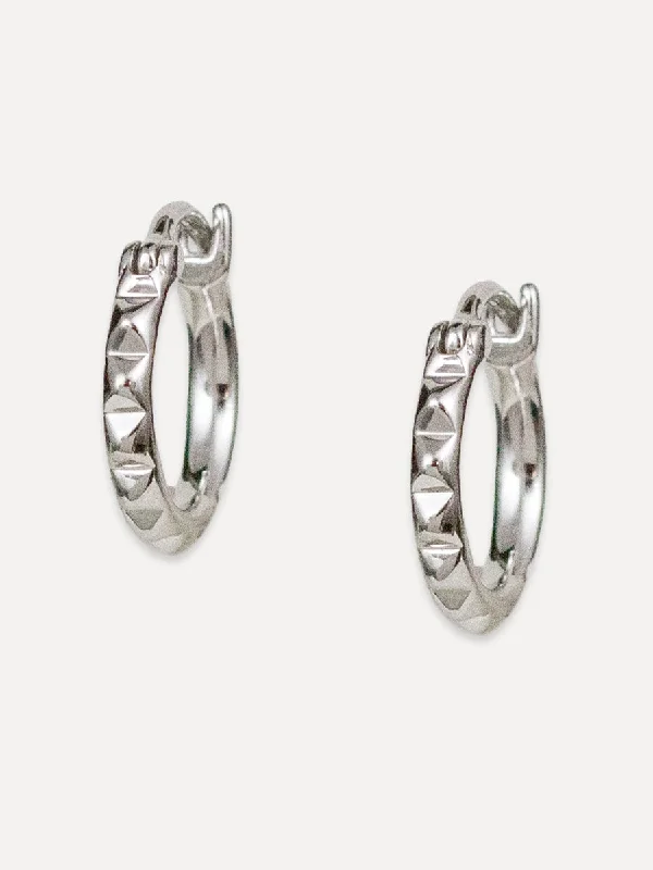 men’s silver stud earrings for formal wear -Pyramid Hoops