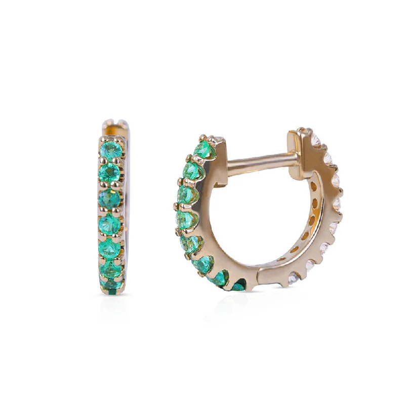 diamond stud earrings for everyday wear -REVERSIBLE GEMSTONE AND DIAMOND HUGGIES