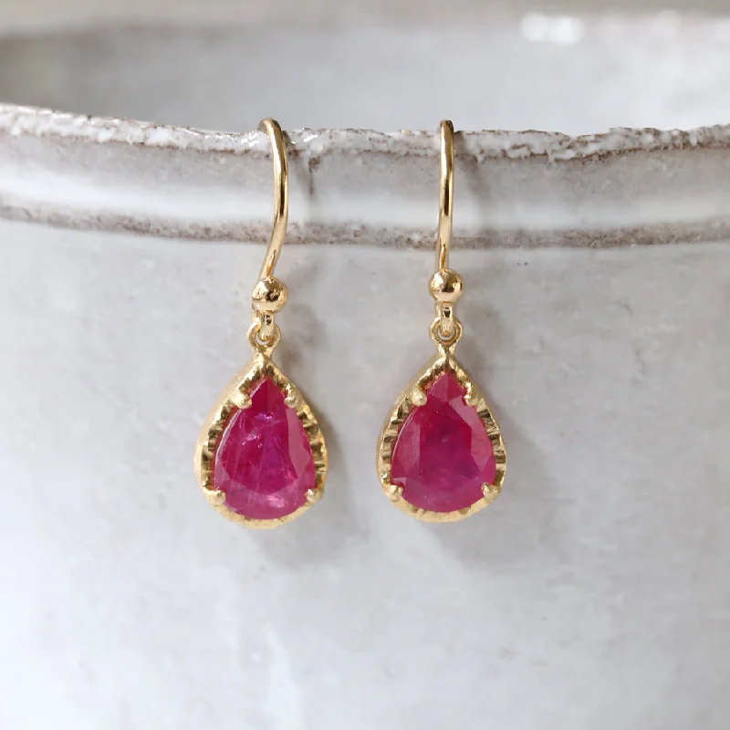 round stud earrings for women -Ruby earrings