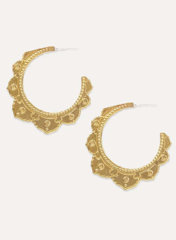 trendy gold stud earrings for women -Tantra Hoops - large