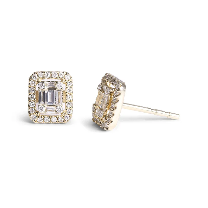 heart-shaped stud earrings for kids -TARA BAGUETTE DIAMOND RECTANGLE EARRINGS