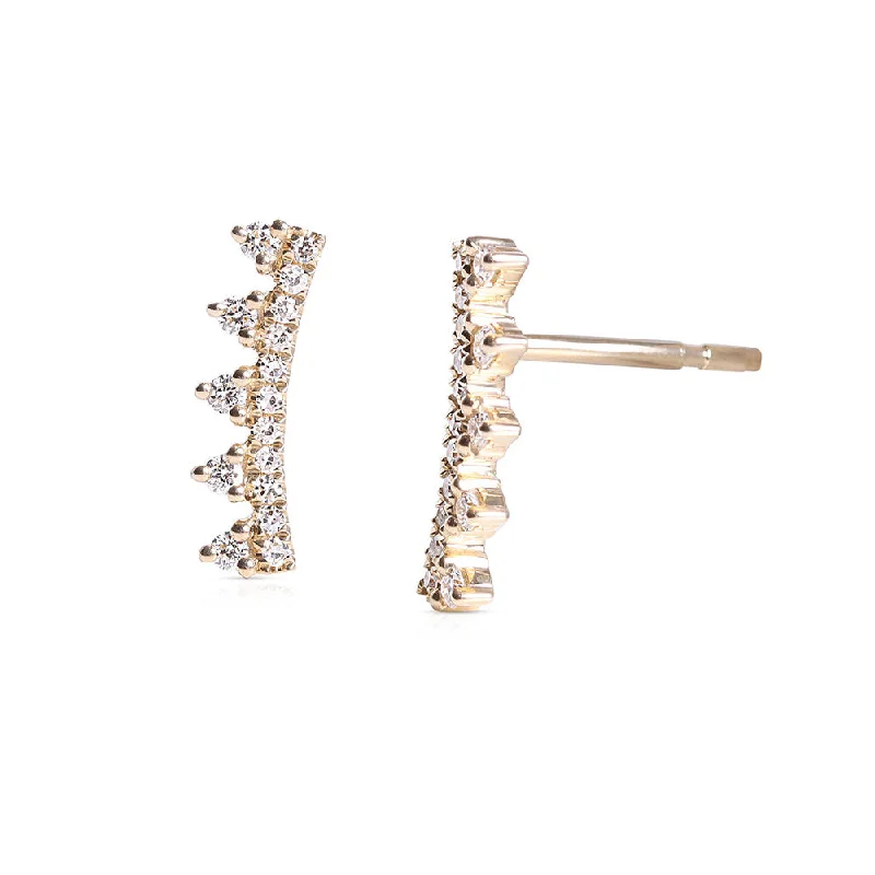 bold stud earrings for fashion lovers -TIARA DIAMOND CLIMBER EARRINGS