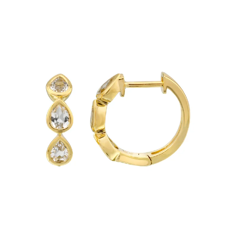 small stud earrings for girls -TOPAZ PEAR-SHAPED HUGGIES