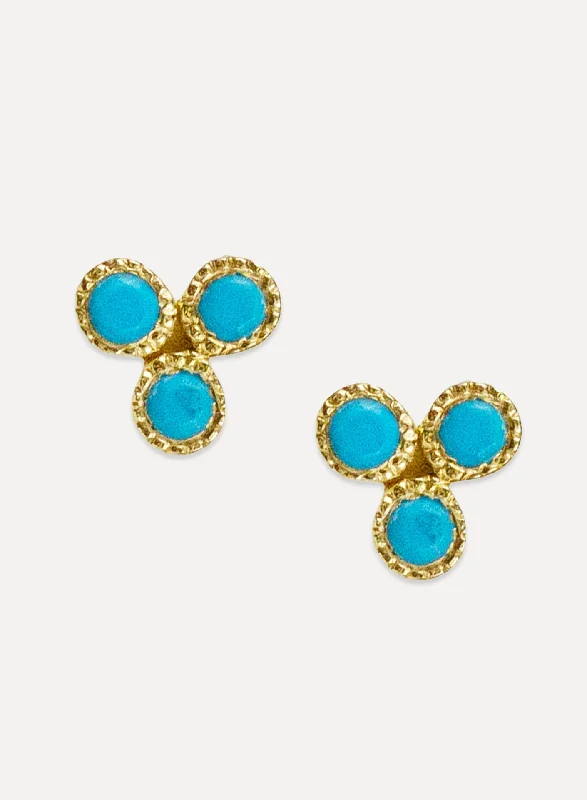 handmade gold stud earrings for women -Trifecta Studs