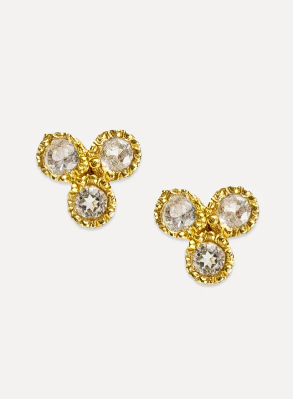 flower stud earrings for women -Trifecta Studs