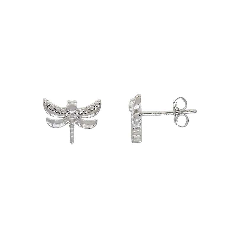 double stud earrings for a unique look -Victoria Townsend .925 Sterling Silver Diamond Accent Dragonfly Stud Earring