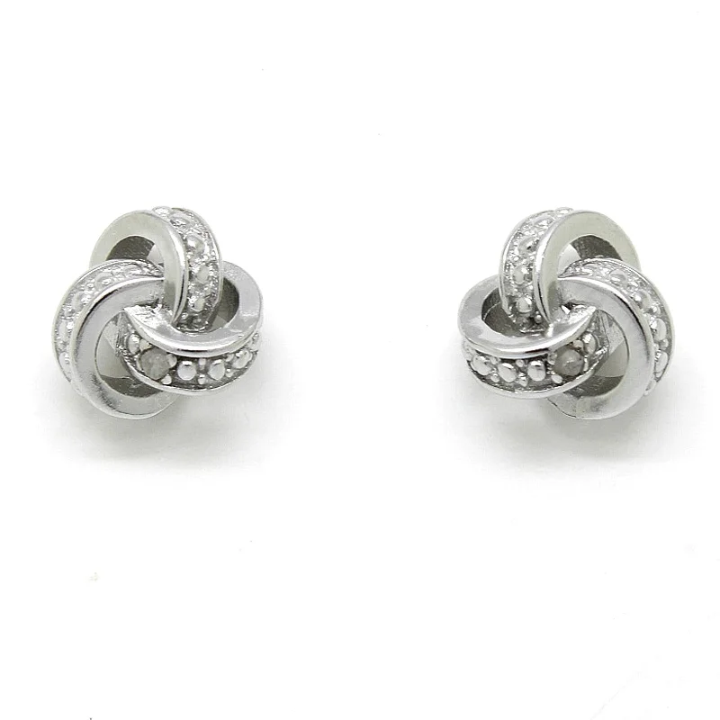 designer stud earrings for women -Victoria Townsend .925 Sterling Silver Diamond Accent Love Knot Stud Earring