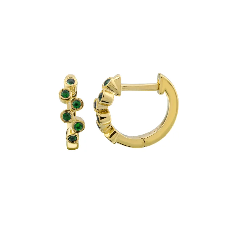 geometric stud earrings for women -ZARA ZIGZAG EMERALD HUGGIES