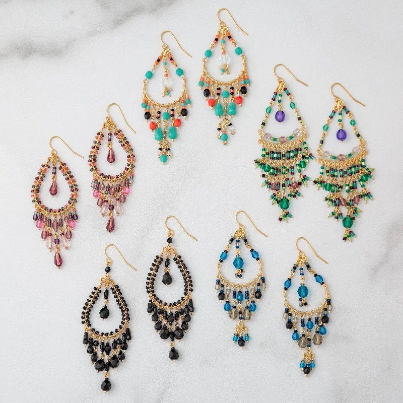 vintage stud earrings for women -Dazzling Beaded Chandelier Earrings