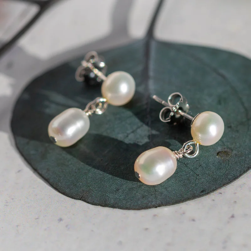 moonstone stud earrings for women -Dangling Fresh Water Pearl Earrings