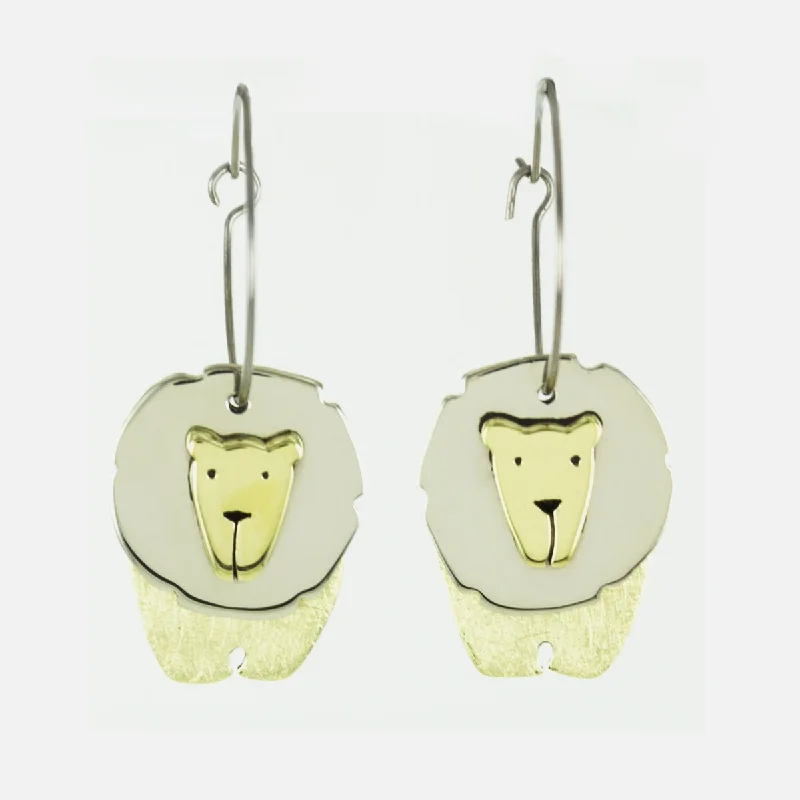 sterling silver stud earrings for girls -Dancing Lion Mixed Metals Hoop Earrings