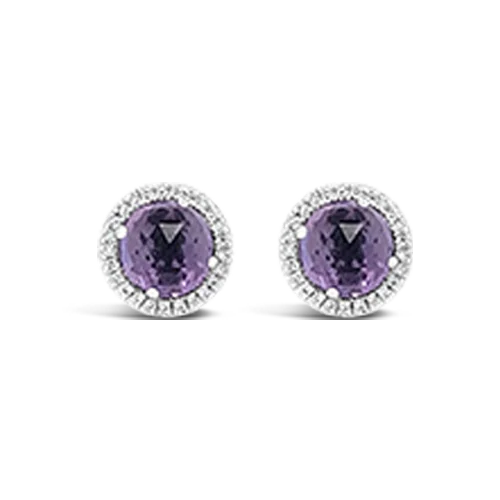 trendy crystal stud earrings for women -Amethyst & Diamond Earrings