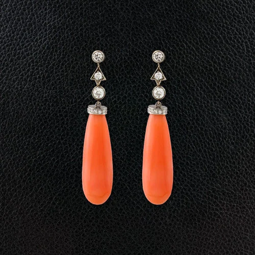 personalized silver stud earrings for women -Angel Skin Coral Estate Earrings