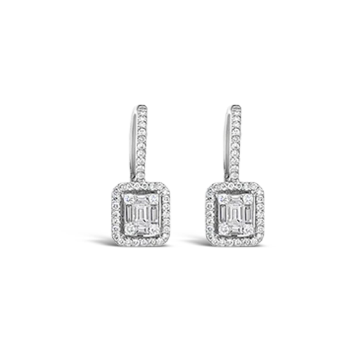 elegant stud earrings for formal events -Baguette & Round Diamond Earrings