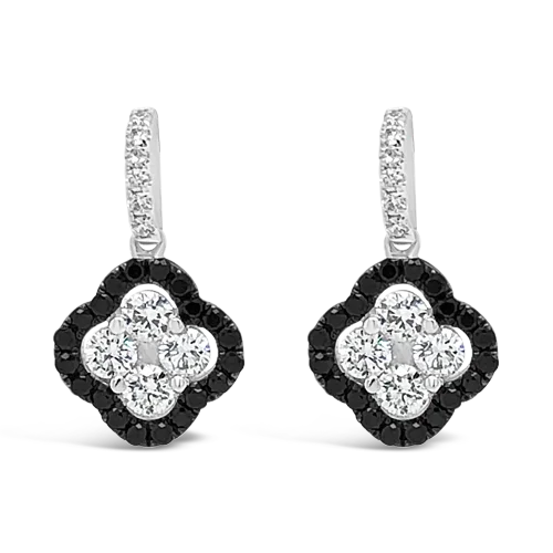 silver stud earrings with pearls -Black & White Diamond Dangle Earrings