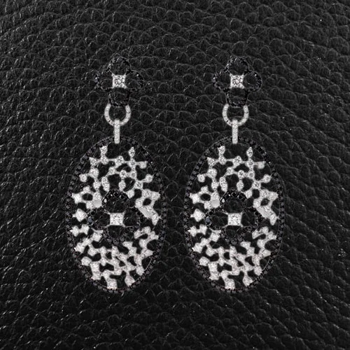 simple diamond stud earrings -Black & White Diamond Dangle Earrings