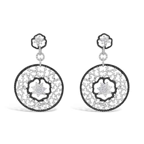 classic pearl stud earrings for women -Black & White Diamond Dangle Earrings