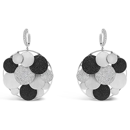 chic pearl stud earrings for bridesmaids -Black & White Diamond Multi-Disc Dangle Earrings