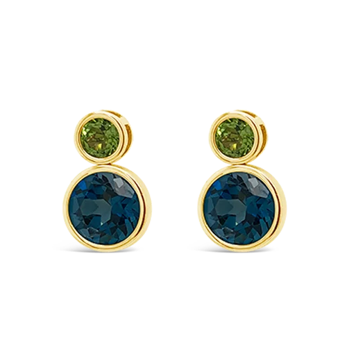 designer stud earrings for women -Blue Topaz & Peridot Earrings