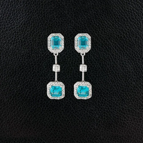 butterfly-shaped stud earrings for girls -Blue Zircon & Diamond Dangle Earrings