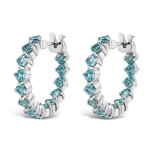 emerald stud earrings for women -Blue Zircon Hoop Earrings