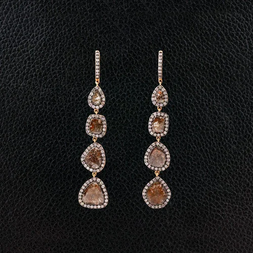 elegant stud earrings for weddings -Brown Diamond Slice Dangle Earrings