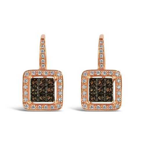 classic gold stud earrings for women -Brown & White Diamond Earrings