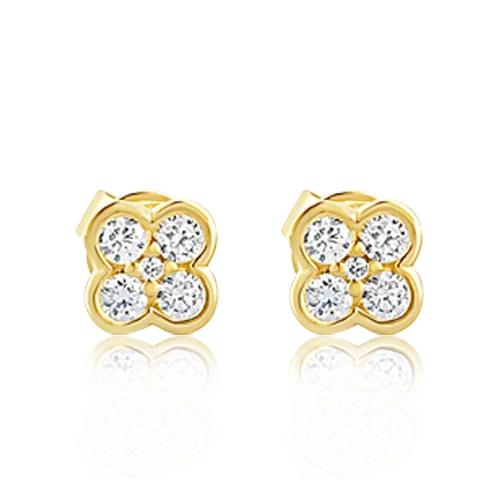 statement stud earrings with gemstones -Clover Design Diamond Earrings